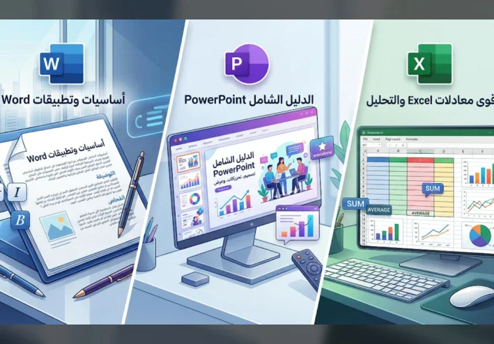 الدليل الشامل لاحتراف برامج أوفيس: أساسيات وورد، باوربوينت، وإكسيل من الصفر