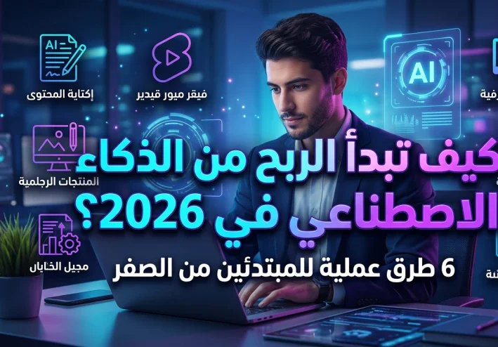 كيف تبدأ الربح من الذكاء الاصطناعي في 2026؟ 6 طرق عملية ربح. للمبتدئين من الصفر!