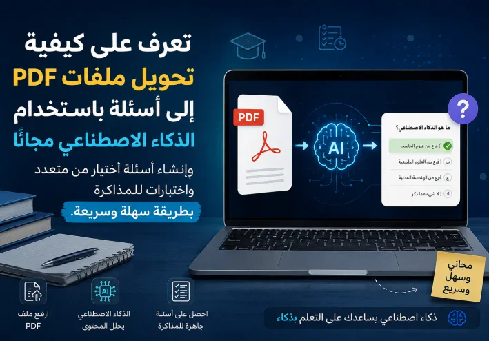 كيفية تحويل PDF إلى أسئلة بالذكاء الاصطناعي مجانًا للطلاب