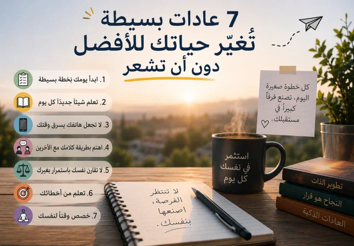 7 عادات بسيطة تغيّر حياتك للأفضل دون أن تشعر