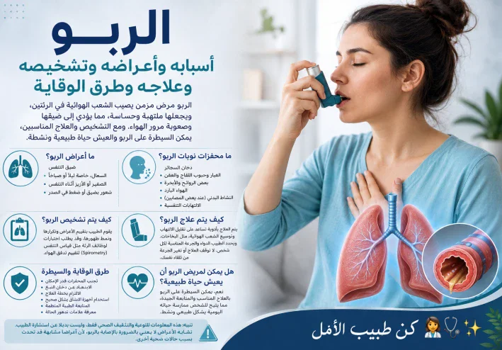 🫁 الربو: مرض يمكن السيطرة عليه — تعرف على أسبابه وأعراضه وعلاجه وطرق الوقاية