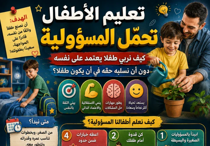 تعليم الأطفال تحمّل المسؤولية.. كيف نربي طفلًا يعتمد على نفسه دون أن نسلبه حقه في أن يكون طفلًا؟