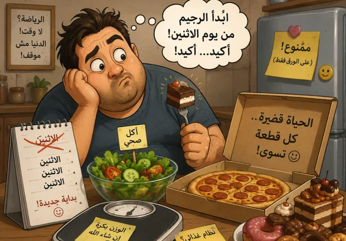 أنا والرجيم… قصة حب انتهت قبل أن تبدأ 😂