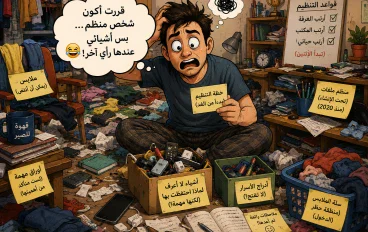 عندما قررت أن أكون شخصًا منظمًا… فبحثت عن أغراضي ساعتين! 😂
