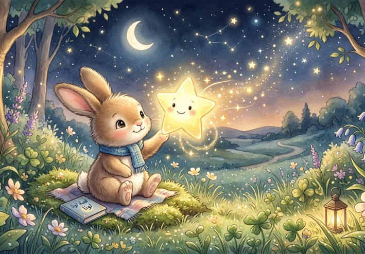 الأرنب الصغير والنجمة المضيئة 🌟🐰