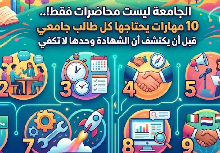 الجامعة ليست محاضرات فقط!.. 10 مهارات يحتاجها كل طالب جامعي قبل أن يكتشف أن الشهادة وحدها لا تكفي