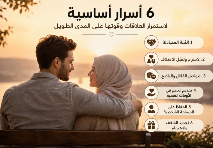 6 أسرار أساسية لاستمرار العلاقات وقوتها على المدى الطويل