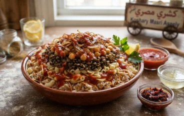 أسرار الكشري المصري الأصلي: دليلك الشامل لعمل طبق المحلات في البيت بكل التريكات