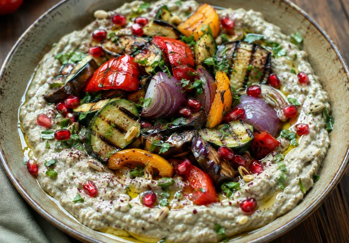 طريقة سلطة بابا غنوج بالخضار المشوي ولا اروع