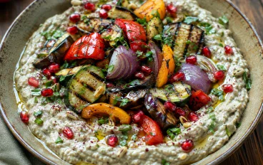 طريقة سلطة بابا غنوج بالخضار المشوي ولا اروع