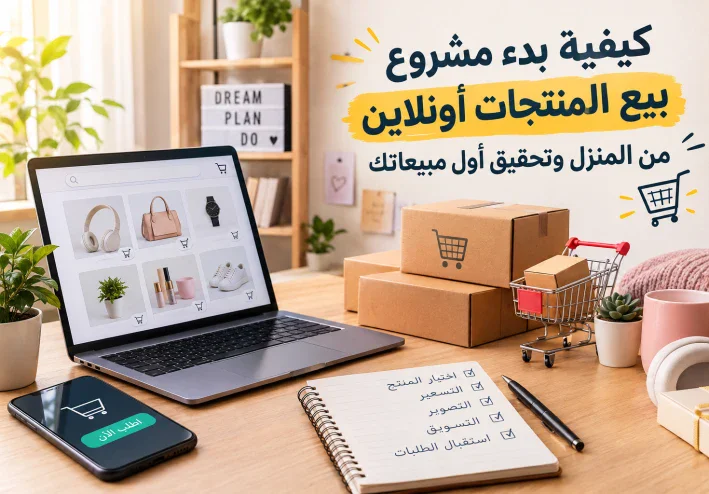 💰 كيفية بدء مشروع بيع المنتجات أونلاين من المنزل وتحقيق أول مبيعاتك