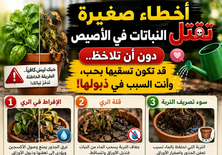 أخطاء صغيرة تقتل النباتات في الأصيص دون أن تلاحظ.. قد تكون تسقيها بحب، وأنت السبب في ذبولها!