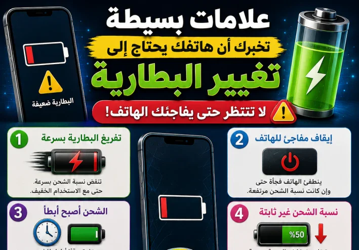 علامات بسيطة تخبرك أن هاتفك يحتاج إلى تغيير البطارية.. لا تنتظر حتى يفاجئك الهاتف!