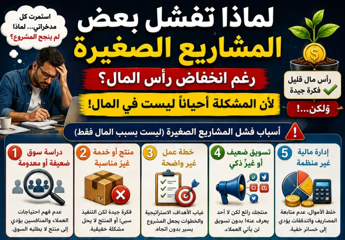 لماذا تفشل بعض المشاريع الصغيرة رغم انخفاض رأس المال؟.. لأن المشروع لا يموت دائمًا من قلة المال!
