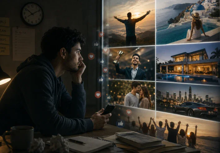 لماذا نشعر أن الجميع يعيش حياة أفضل منا؟ عندما نقارن كواليس حياتنا بواجهة الآخرين