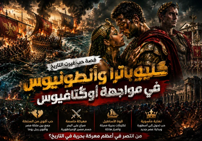 🔥 قصة حب غيّرت التاريخ: كليوباترا وأنطونيوس في مواجهة أوكتافيوس 🔥