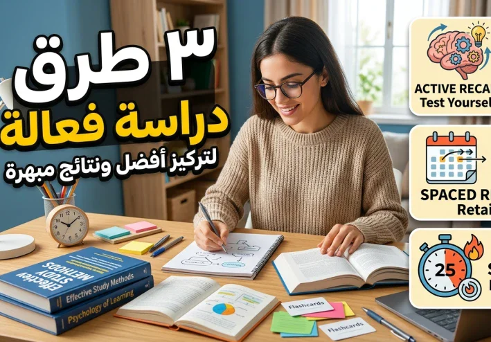 ثلاث طرق فعّالة للمذاكرة بتركيز وتحقيق أفضل النتائج