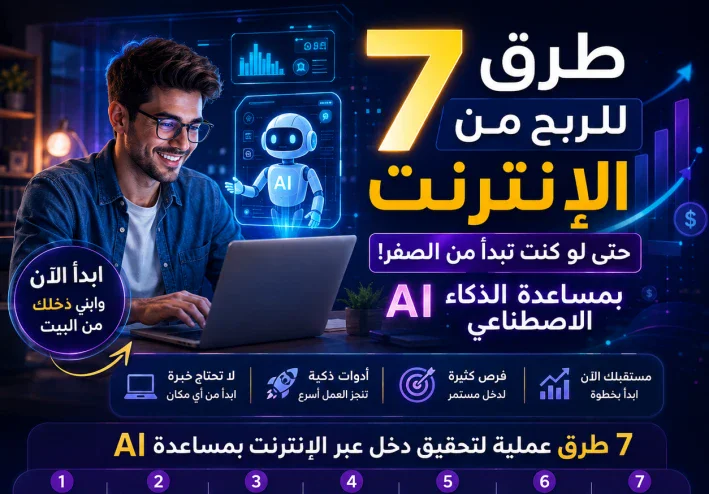 هل يمكن أن يصبح الذكاء الاصطناعي مصدر دخلك الجديد؟ 7 طرق واقعية للربح من الإنترنت حتى لو كنت تبدأ من الصفر