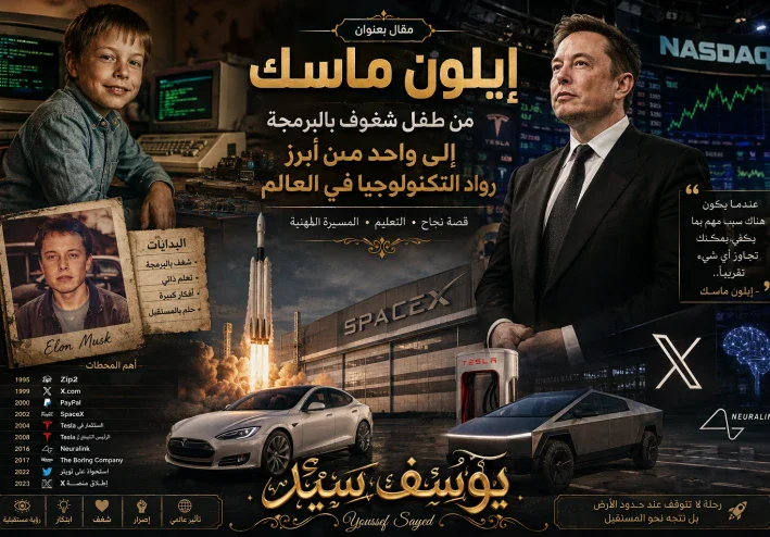 إيلون ماسك.. من طفل شغوف بالبرمجة إلى واحد من أبرز رواد التكنولوجيا في العالم