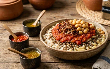 طريقة عمل الكشري المصري الأصلي على أصوله في المنزل