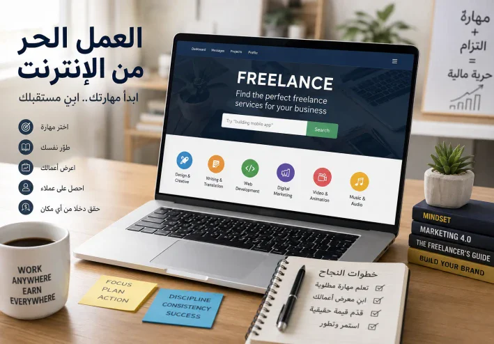 العمل الحر من الإنترنت 2026: دليلك الكامل لبدء الفريلانس والحصول على أول عميل