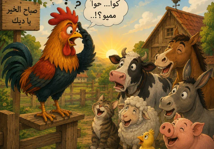 الديك الذي نسي كيف يصيح 🐔😂