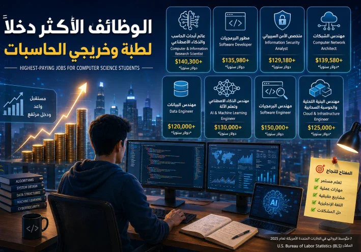 الوظائف الأكثر دخلًا لطلاب وخريجي الحاسبات