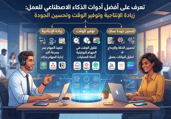أفضل أدوات الذكاء الاصطناعي للعمل في 2026