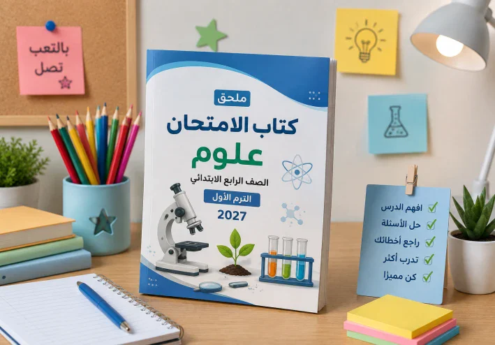 تحميل ملحق كتاب الامتحان علوم رابعة ابتدائي الترم الأول 2027 PDF | مراجعة وتقييمات وامتحانات