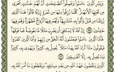 تفسير سورة البقرة من الاية 25 إلي 27