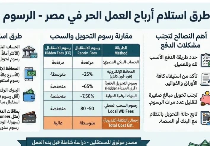 كيف تستلم أرباح العمل الحر في مصر؟ أفضل طرق سحب الأموال من الإنترنت