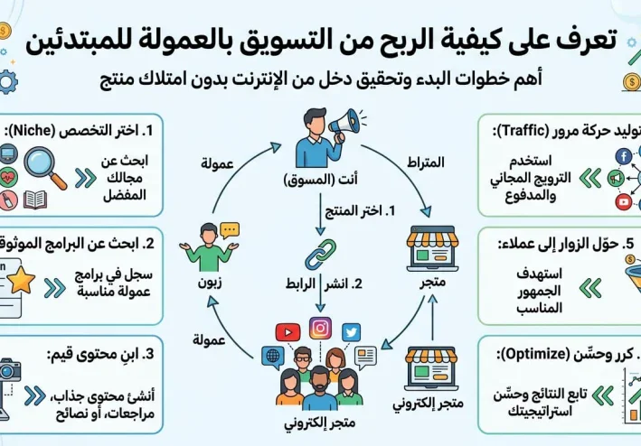الربح من التسويق بالعمولة للمبتدئين: كيف تبدأ بدون امتلاك منتج؟