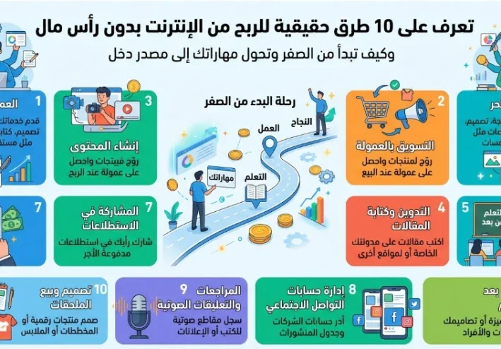 الربح من الإنترنت بدون رأس مال: 10 أفكار تبدأ بها من الصفر