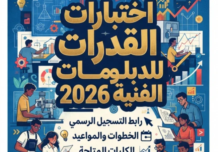 📑 اختبارات القدرات للدبلومات الفنية 2026.. رابط التسجيل الرسمي والخطوات والمواعيد والكليات المتاحة