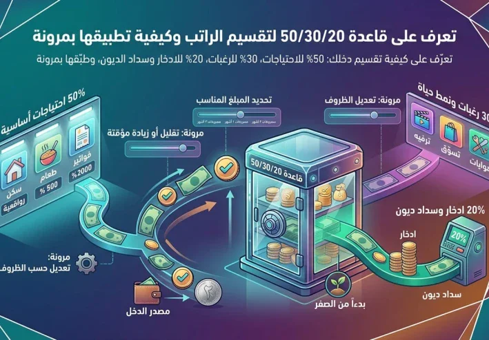 50/30/20: كيف تستخدم قاعدة تقسيم الراتب بطريقة صحيحة؟