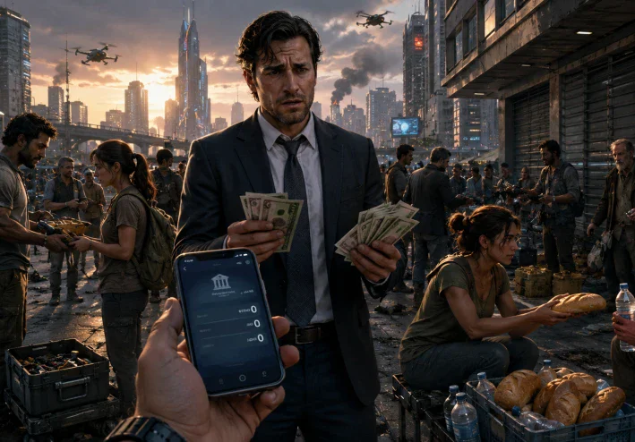 استيقظت فوجدت أن مليون جنيه لا تساوي رغيف خبز واحد… ماذا سيحدث لو اختفت قيمة المال لمدة 24 ساعة