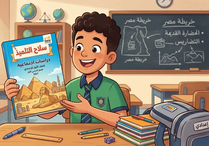 تحميل كتاب سلاح التلميذ دراسات أولى إعدادي الترم الأول 2027 PDF | أحدث إصدار وشرح وتدريبات
