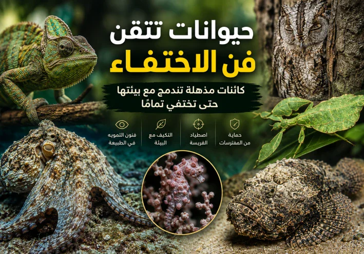 حيوانات تتقن فن الاختفاء.. كائنات مذهلة تندمج مع بيئتها حتى تختفي تمامًا