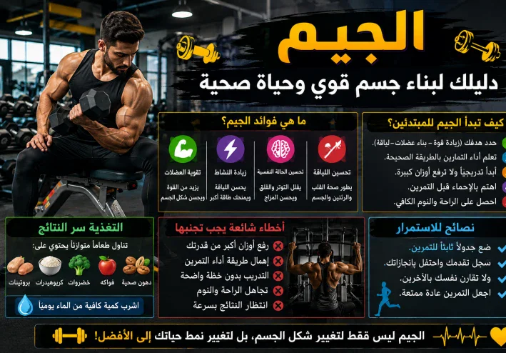 # 🏋️‍♂️🔥 الجيم وبناء جسم قوي: دليلك الشامل للياقة والصحة 🔥💪