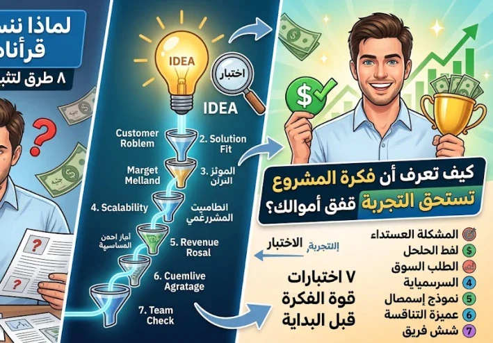 كيف تعرف أن فكرة المشروع تستحق التجربة قبل أن تنفق أموالك؟ دليل عملي لاختبار الفكرة واكتشاف فرص نجاحها