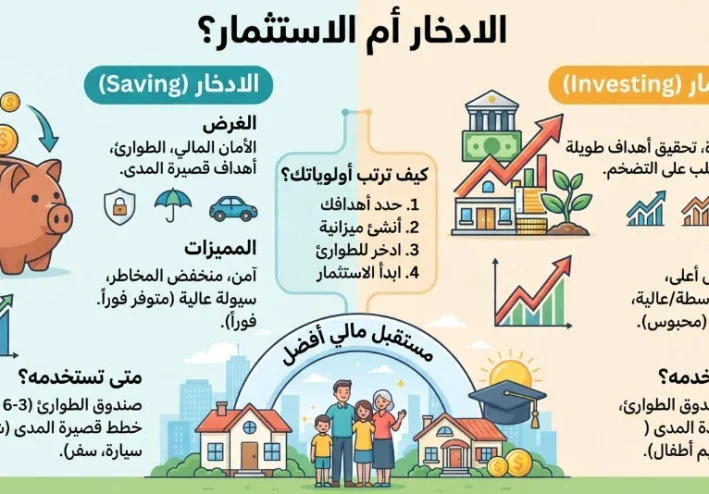 الادخار أم الاستثمار؟ أيهما أفضل لبناء مستقبلك المالي؟