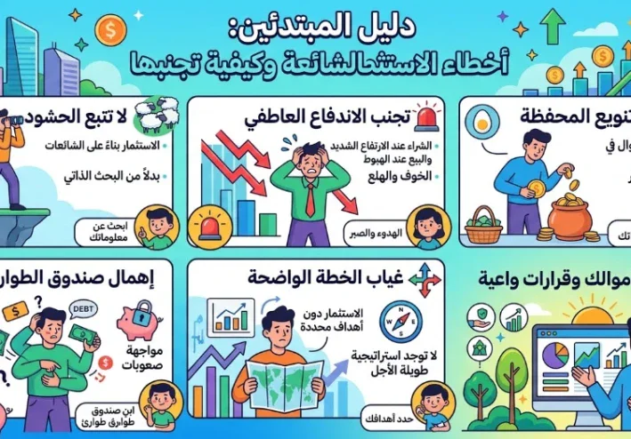 أخطاء استثمارية شائعة يقع فيها المبتدئون وكيف تتجنبها