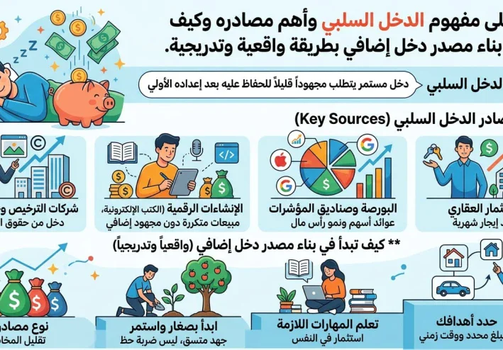 ما هو الدخل السلبي؟ أمثلة واقعية ومصادر يمكن بناؤها تدريجيًا