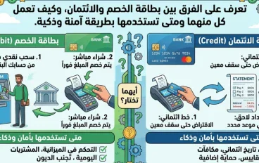 ما الفرق بين بطاقة الخصم والائتمان؟
