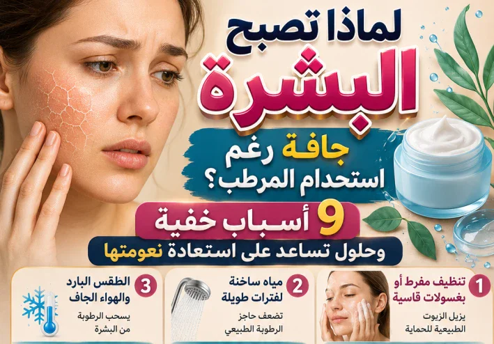 لماذا تصبح البشرة جافة رغم استخدام المرطب؟ 9 أسباب خفية وحلول تساعد على استعادة نعومتها