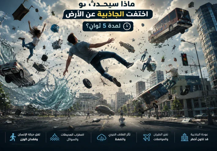 ماذا سيحدث لو اختفت الجاذبية عن الأرض لمدة 5 ثوانٍ؟