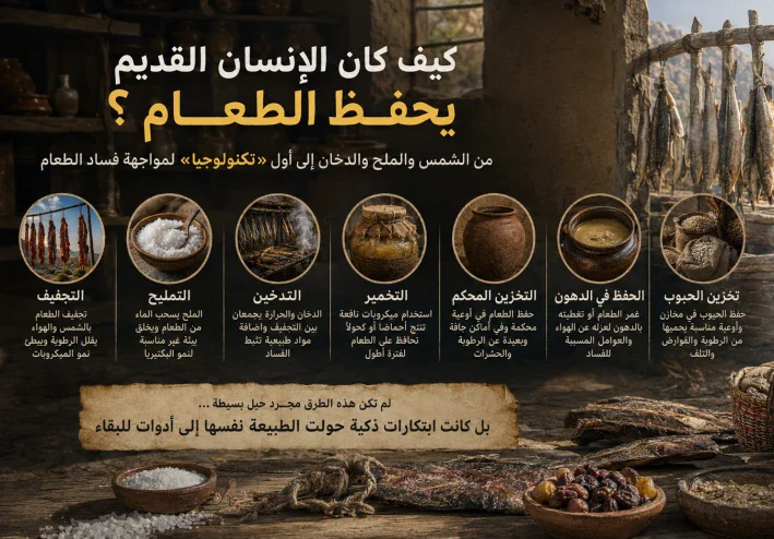 كيف كان الإنسان القديم يحفظ الطعام قبل وجود الثلاجات؟