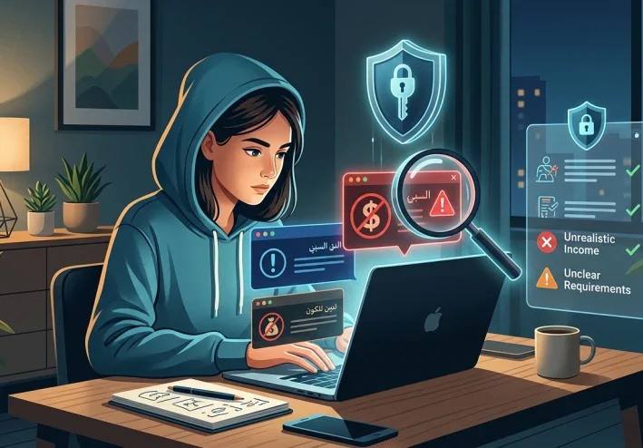 هل تبحث عن شغل أونلاين؟ 9 علامات تكشف فرص الربح الوهمية قبل أن تضيع وقتك