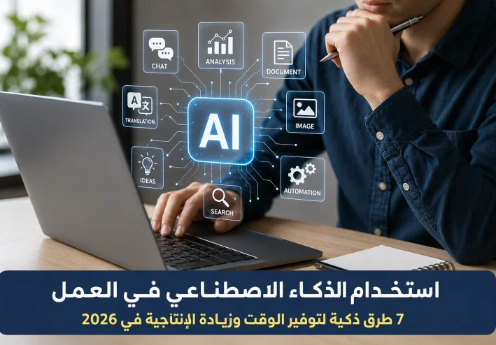 استخدام الذكاء الاصطناعي في العمل: 7 طرق ذكية لتوفير الوقت وزيادة الإنتاجية في 2026