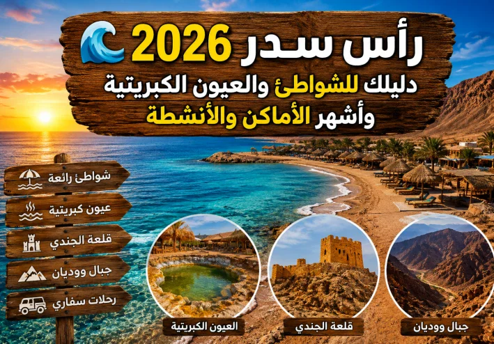 🌊 رأس سدر 2026.. دليلك للشواطئ والعيون الكبريتية وأشهر الأماكن والأنشطة